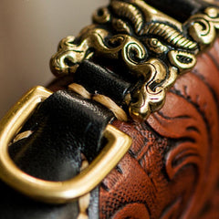 Handmade Leather Mens Tooled Eagle Chain Biker Wallet Cool Leather Wallet Long Clutch Wallets for Men - imessengerbags
