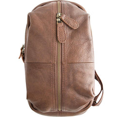 Handmade Brown Leather Mens Sling Bag Sling Pack Chest Bag Black One Shoulder Backpack for Men - imessengerbags