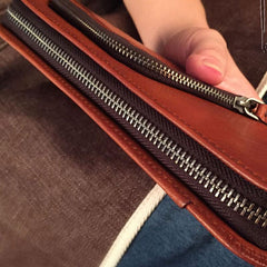 Genuine Leather Mens Cool Long Leather Phone Wallet Zipper Clutch Wristlet Wallet for Men - imessengerbags