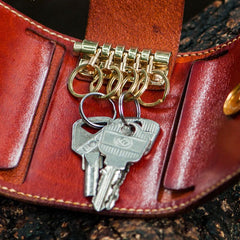 Handmade Leather Tooled Mens Cool Car Key Wallet Car Key Holder Car KeyChain for Men - imessengerbags