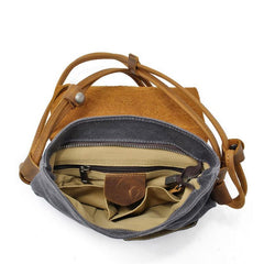Cool Mens Waxed Canvas Leather Small Courier Bags Canvas Side Bags for Men - imessengerbags