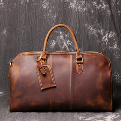 Cool Leather Men Large Brown Overnight Bag Travel Bag Weekender Bag For Men