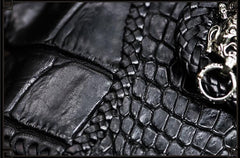 Handmade Leather Small Tooled Mens billfold Wallet Cool Chain Wallet Biker Wallet for Men