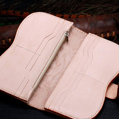 Handmade Leather Tooled Floral Mens Clutch Wallet Cool Wallet Long Wallets for Men Women - imessengerbags