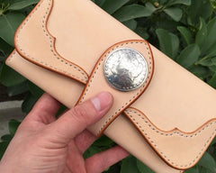 Handmade Leather Mens Clutch Wallet Cool Wallet Long Wallets for Men Women