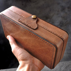 Handmade Leather Mens Box Wallet Wristlet Clutch Wallet Cigarette Box for Men - imessengerbags