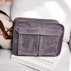 Canvas Cool Mens Small Square Side Bag Canvas Messenger Bags Canvas Travel Courier Bags for Men - imessengerbags