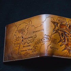 Handmade Leather Diablo Skull Tooled Mens billfold Wallet Cool Slim Wallet Biker Wallet for Men - imessengerbags