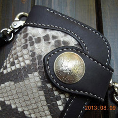 Handmade Leather Biker Wallet Mens Cool Chain Wallet Trucker Wallet with Chain