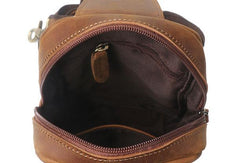 Cool Leather Chest Bag Sling Bag Crossbody Bag Travel Bag Sling Hiking Bag For Mens