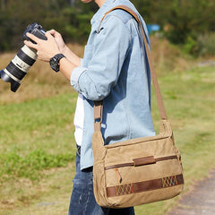 GREEN Waxed CANVAS 13'' MENSCANON Waterproof CAMERA SIDE BAG NIKON CAMERA SHOULDER BAG DSLR CAMERA MESSENGER BAG FOR MEN