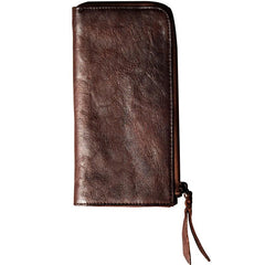Genuine Leather Mens Cool Long Leather Wallet Cards Phone Zipper Clutch Wristlet Wallet for Men - imessengerbags