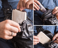 Genuine Leather Mens Cool Chest Bag Sling Bag Crossbody Bag Travel Bag Hiking Bag for men - imessengerbags