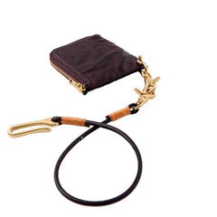 Cool Coffee Leather Mens Small Biker Chain Wallets Front Pocket Chain Wallet Small Wallet For Men - imessengerbags