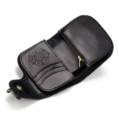 Handmade Leather Small Tooled Mens billfold Wallet Cool Chain Wallet Biker Wallet for Men - imessengerbags