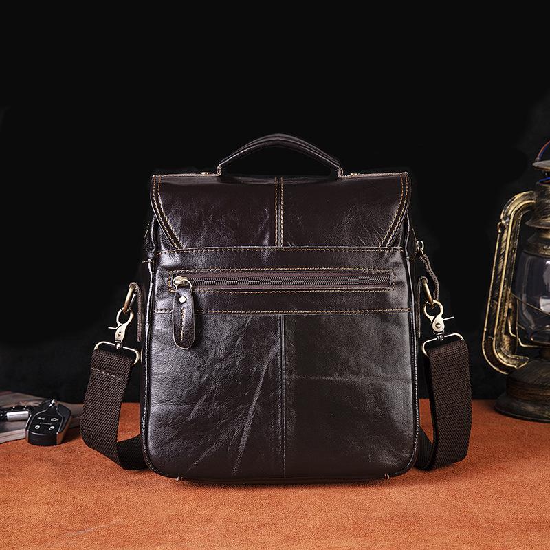 Black Leather Mens Small Vertical Messenger Bag Vertical Black Side Ba –  imessengerbags