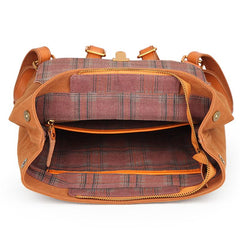 Canvas Leather Mens Women Student Backpack Army Green Travel Backpack Caramel College Backpack for Men - imessengerbags