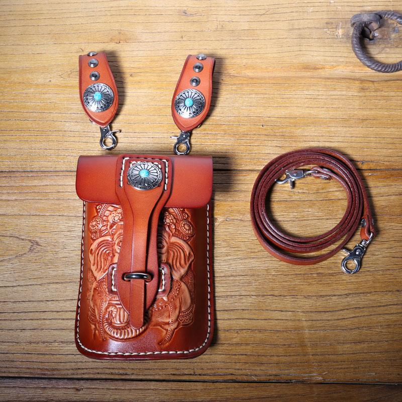 Leather Belt Pouch Mens Small Cases Waist Bag Hip Pack Belt Bag Fanny Pack Bumbag for Men - imessengerbags
