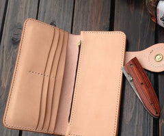 Handmade Leather Biker Wallet Mens Cool Chain Wallet Trucker Wallet with Chain - imessengerbags
