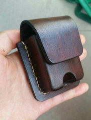 Handmade Coffee Leather Classic Zippo Lighter Case Standard Zippo Lighter Holder Pouch For Men - imessengerbags