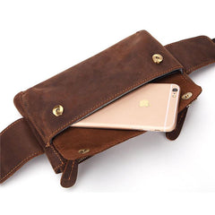 Cool and Retro Brown LEATHER MENS FANNY PACK FOR MEN BUMBAG Vintage WAIST BAGS - imessengerbags