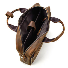 Vintage Brown Leather Men's 14‘’ Laptop Briefcase Professional Briefcase Computer Bag For Men - imessengerbags