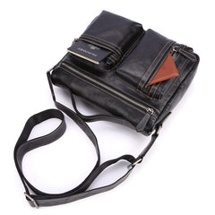 Fashion Black Leather Men's Professional Briefcase Handbag Black Side Bag Shoulder Bag For Men - imessengerbags