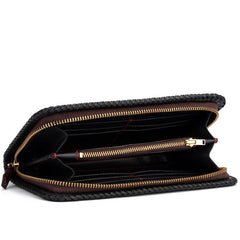 Handmade Leather Tooled Carp Prajna Mens Chain Biker Wallet Cool Leather Wallet Zipper Long Phone Wallets for Men - imessengerbags