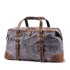 Casual Waxed Canvas Leather Mens Large Travel Green Weekender Bag Black Duffle Bag for Men