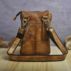 Cool Leather Mens Small Belt Bag Belt Pouch Waist Bag Mini Side Bag For Men
