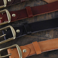 Genuine Leather Punk Rock Biker Trucker Mens Belt Men Black Coffee Belt for Men 3cm - imessengerbags