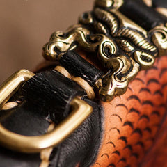 Handmade Leather Tooled Chinese Dragon Mens Chain Biker Wallet Cool Leather Wallet Zipper Long Phone Wallets for Men - imessengerbags
