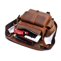 Cool Brown Leather Men's Drop Leg Bag Small Side Bag Belt Pouch Waist Bag For Men - imessengerbags