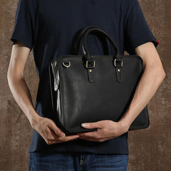 Handmade Leather Mens Cool Messenger Bag Briefcase Work Bag Business Bag Laptop Bag for men