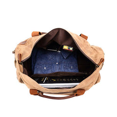 Mens Waxed Canvas Leather Weekender Bag Canvas Large Travel Bag for Men - imessengerbags