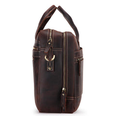 Dark Brown Large Leather Men's Professional Briefcase 17‘’ Laptop Handbag Briefcase Business Briefcase For Men