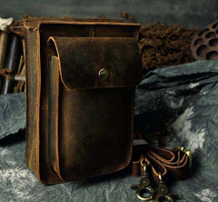 Leather Belt Pouch Mens Small Cases Waist Bag Hip Pack Belt Bag Fanny Pack Bumbag for Men - imessengerbags