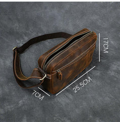 Vintage Leather Mens 8' Brown Saddle Side Bag Messenger Bag Small Postman Bag For Men - imessengerbags