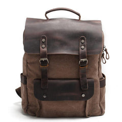 Cool Canvas Leather Mens 15'' College Gray Computer Backpack Travel Backpack for Men - imessengerbags