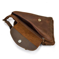 Cool Triangular Leather Mens Sling Bag Chest Bag Sling Crossbody Bag One Shoulder Backpack For Mens - imessengerbags