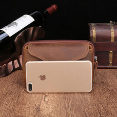 Cool Brown Mens Leather Belt Bag Belt Pouch Cell Phone Holster Waist Bags For Men - imessengerbags