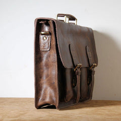 Genuine Leather Mens Cool Messenger Bag Briefcase Work Bag Laptop Bag for men