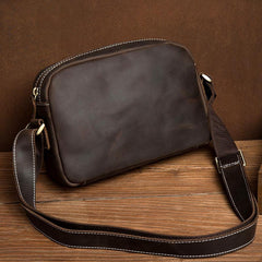 Coffee Cool Leather Side Bag Small Postman Bag Messenger Bag Courier Bag for Men