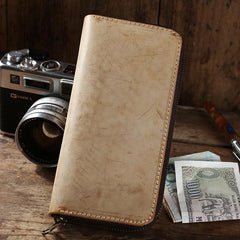 Simple Handmade Mens Red Long Wallet Blue Bifold Long Card Wallet Clutch Zipper Wallet For Men - imessengerbags