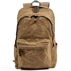 Waxed Canvas Mens Large College 14'' Computer Black Backpack Travel Backpack for Men - imessengerbags
