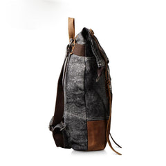 Cool Canvas Leather Gray Travel Bag Mens Backpack Canvas Canvas School Bag for Men - imessengerbags