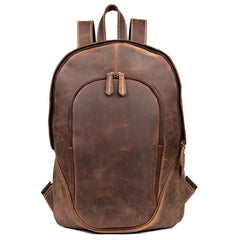 Brown Casual Mens Leather 15-inch Large Laptop Backpacks Brown Travel Backpacks School Backpacks for men - imessengerbags