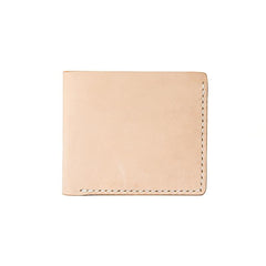 Handmade Beige Leather Mens billfold Wallet Bifold Front Pocket Small Wallet For Men