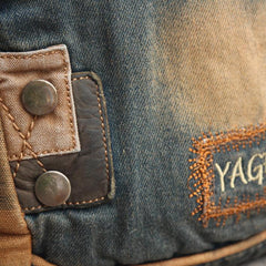 Denim Blue Mens Postman Bag Casual Small Vertical Messenger Bag Jean Courier Bag For Men - imessengerbags