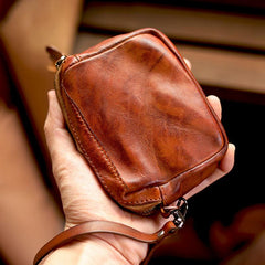 Cool Black Leather Mens Card billfold Wallet Coin Purse Wirstlet Zipper Small Wallet For Men - imessengerbags